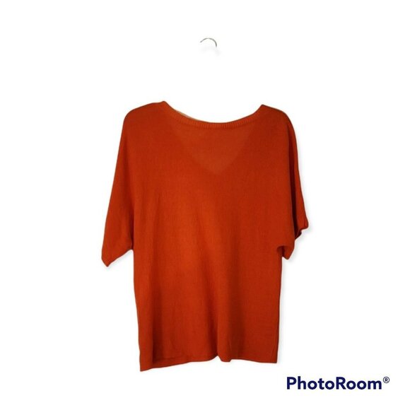 Eileen Fisher Womens Petite Lightweight Orange Knit Sweater  Size PM - Picture 2 of 4